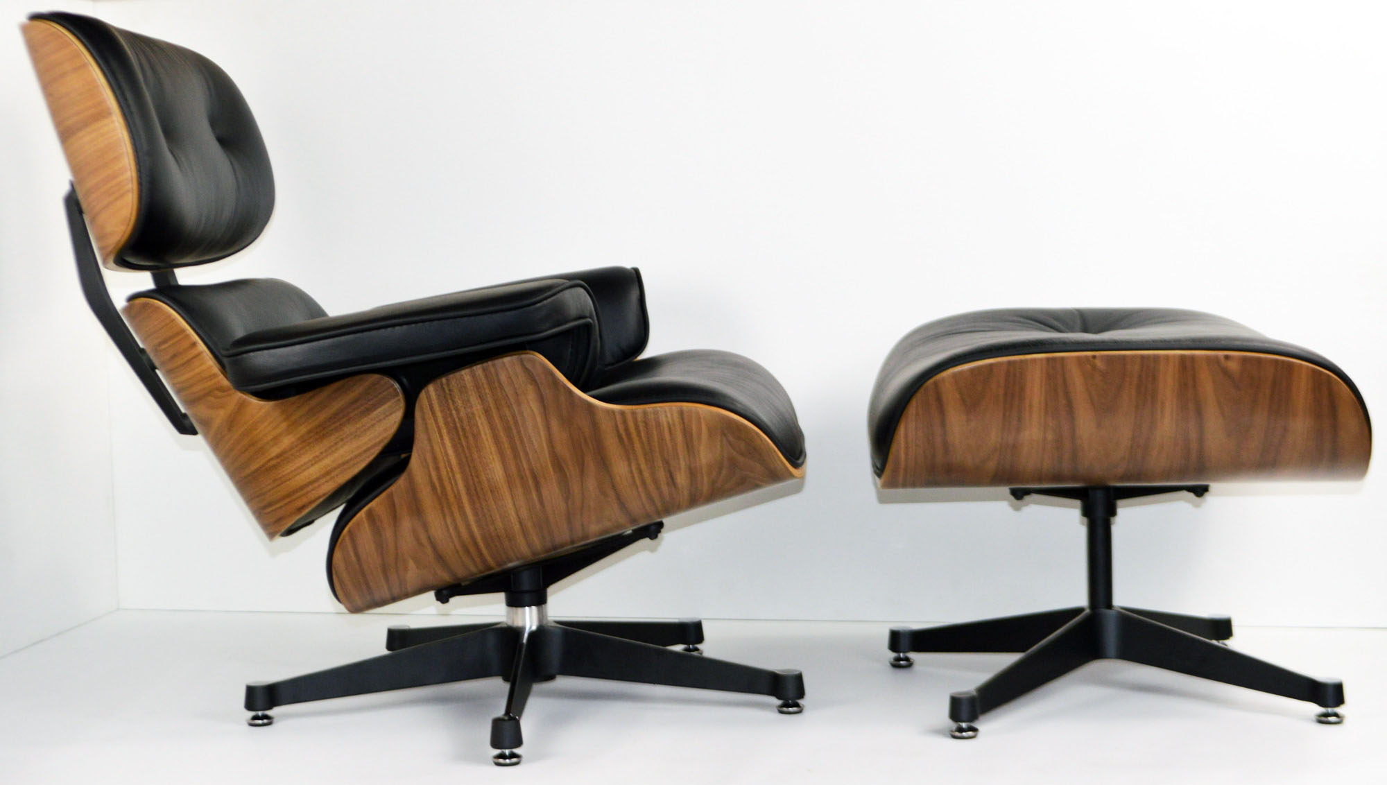 Charles Eames Chair Walnut Black, Eames Leather Lounge Chair