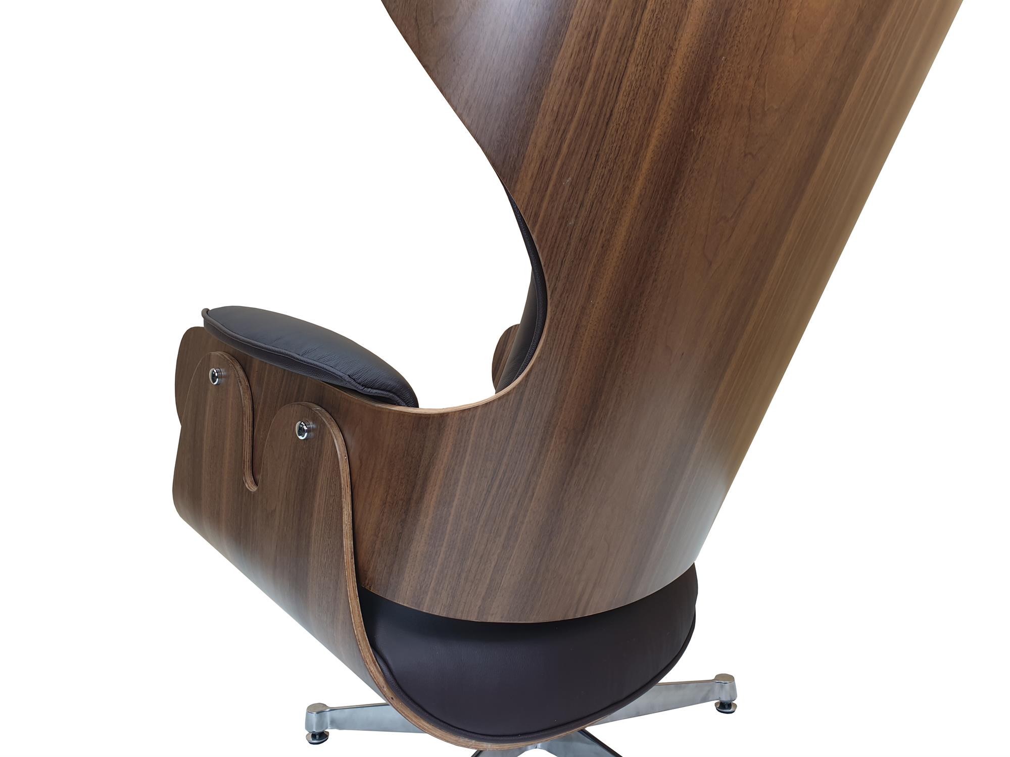 Designer Lounge chair with Ottoman Walnut wood with Brown ...
