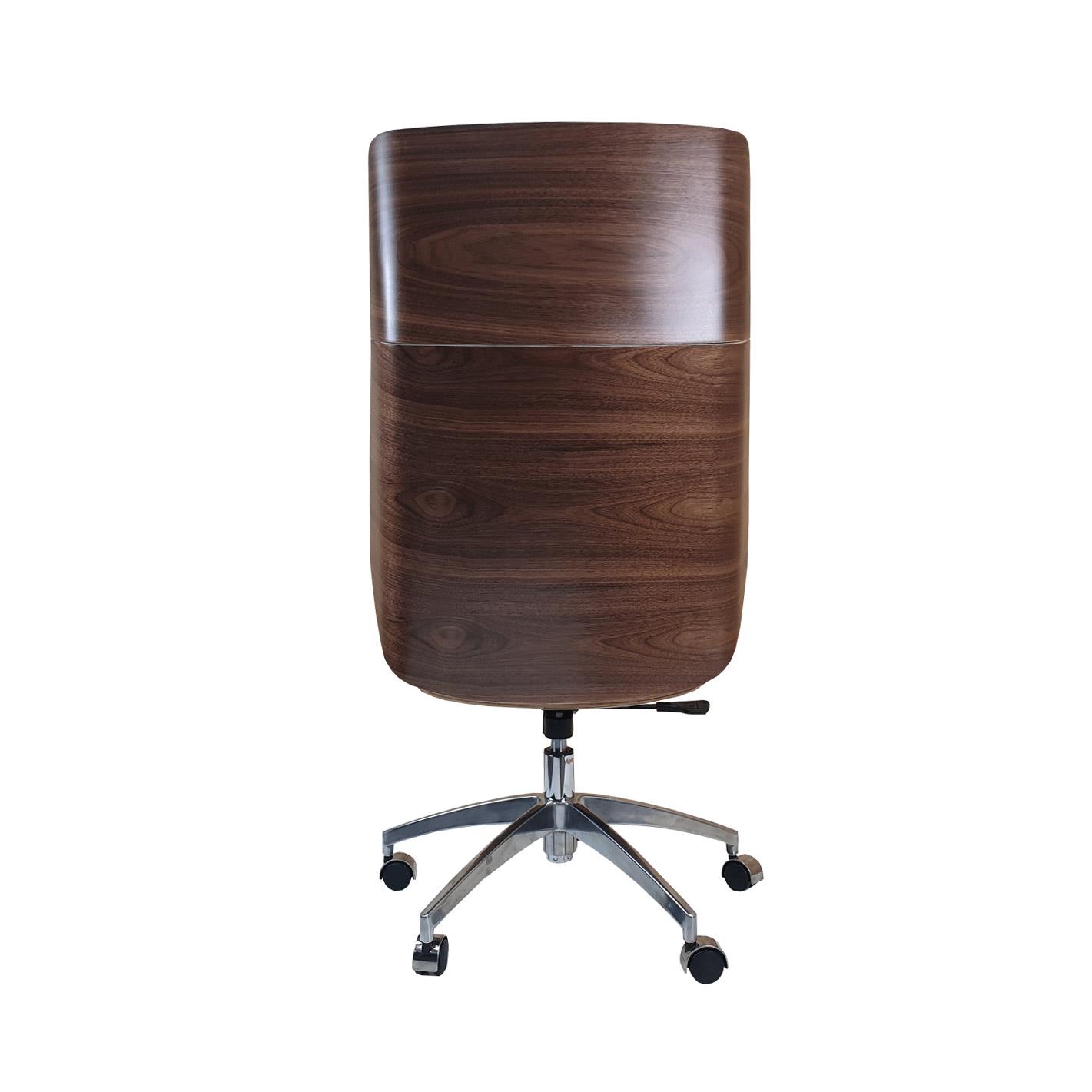 Designer High Back Office Chair Walnut, Wood Leather Office Chair Uk